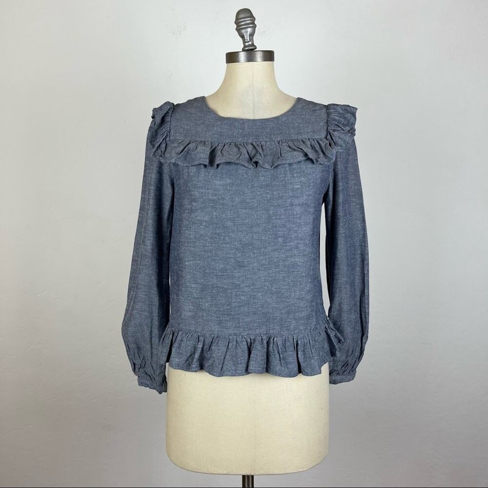 Jill Jill Stuart Chambray Ruffle Blouse